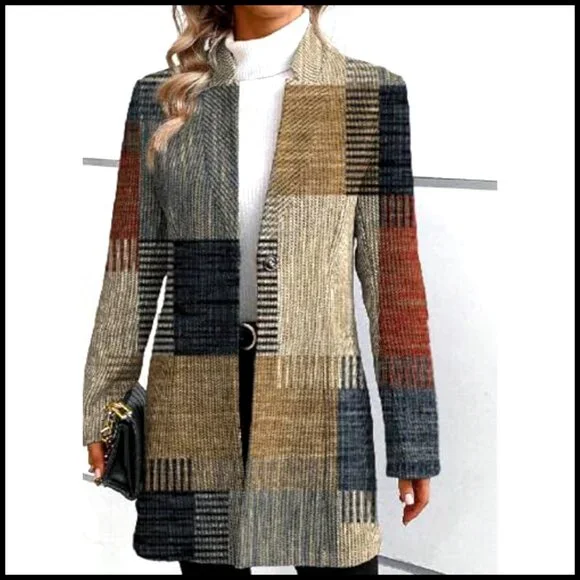 Long Sleeve Blazer Jacket Loose Fit Work Office Casual Outerwear